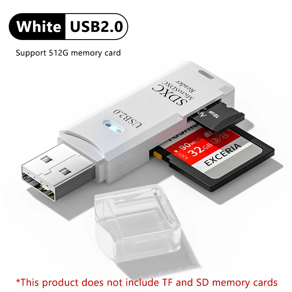 2-in-1 USB 3.0 Card Reader – Micro SD / TF Memory Card Adapter for PC & Laptop, High-Speed