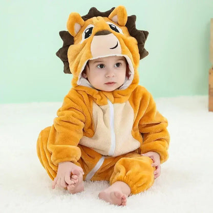 Cute Animal Baby Romper Lion – Cosy Winter Jumpsuit Pyjamas for Newborns