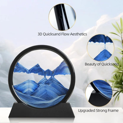 3D Hourglass Sandscape – Modern Glass Wall Art