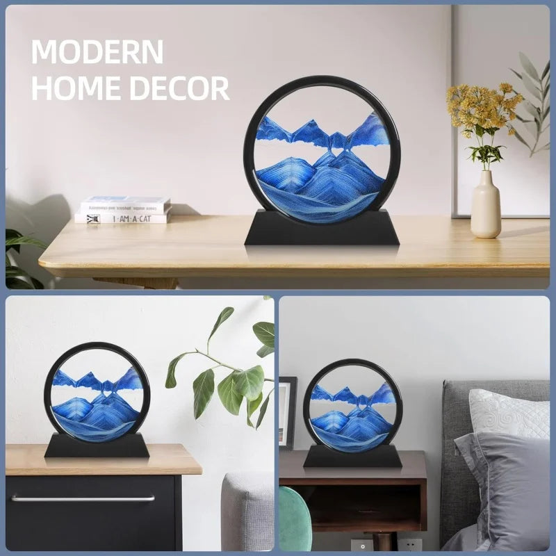 3D Hourglass Sandscape – Modern Glass Wall Art