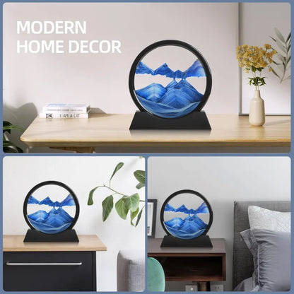 3D Hourglass Sandscape – Modern Glass Wall Art
