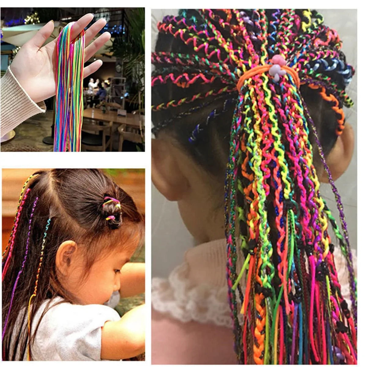 Girls Hair Braiding Accessories – 20PCS Colourful Cotton Strands for African Braids & Styling