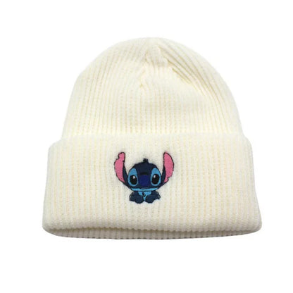 Cute Stitch Knit Beanie – Warm Cartoon Embroidered Hat for Kids & Adults