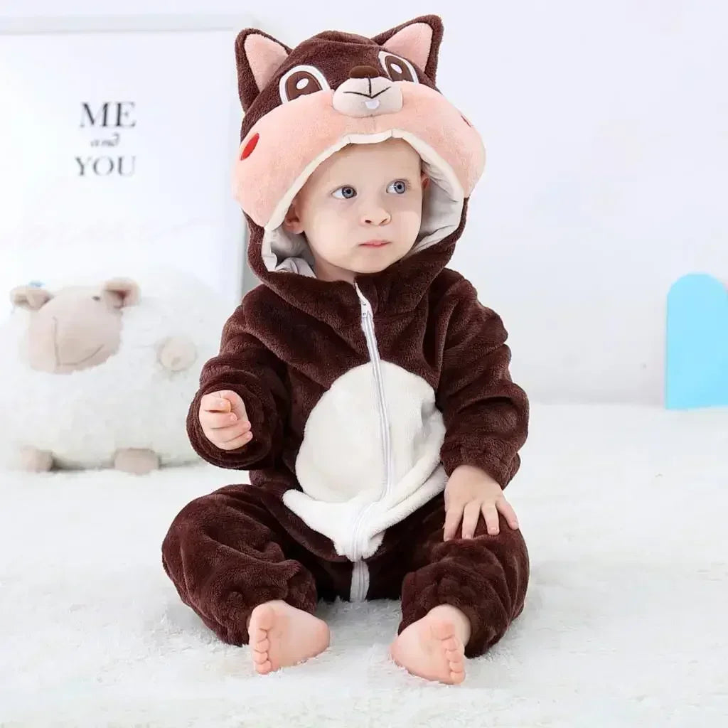 Cute Animal Baby Romper Lion – Cosy Winter Jumpsuit Pyjamas for Newborns