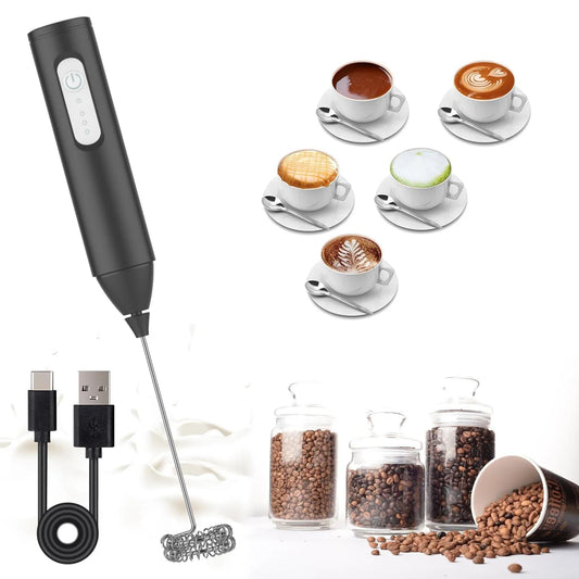 Rechargeable Mini Milk Frother – 3 Speed USB Whisk