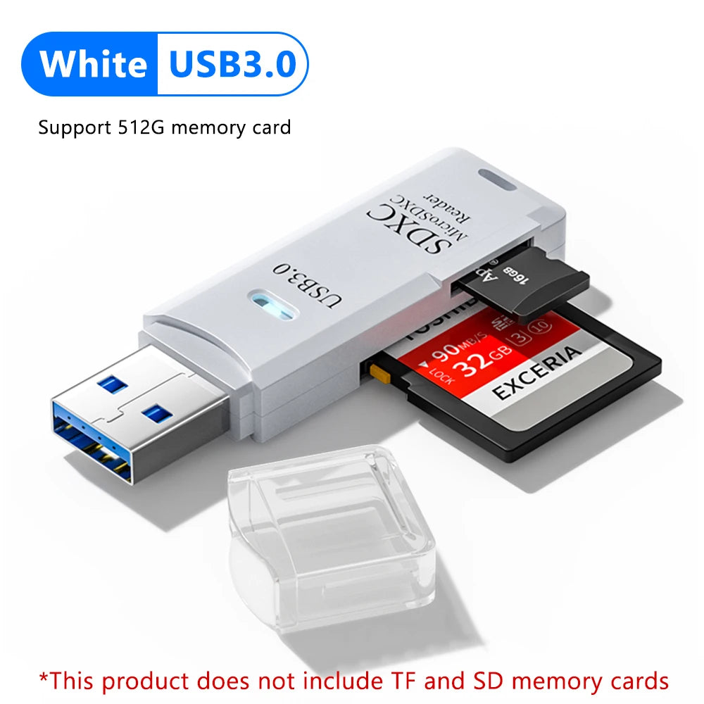 2-in-1 USB 3.0 Card Reader – Micro SD / TF Memory Card Adapter for PC & Laptop, High-Speed