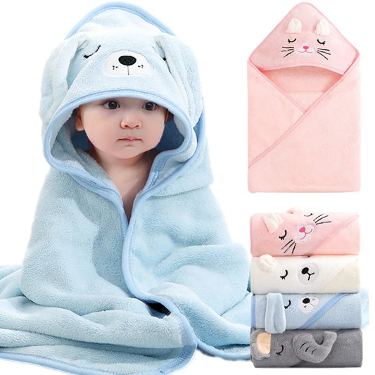Baby Hooded Bath Towel with Cartoon Animals