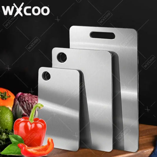 Double-Sided Stainless Steel Chopping Board for Kitchen