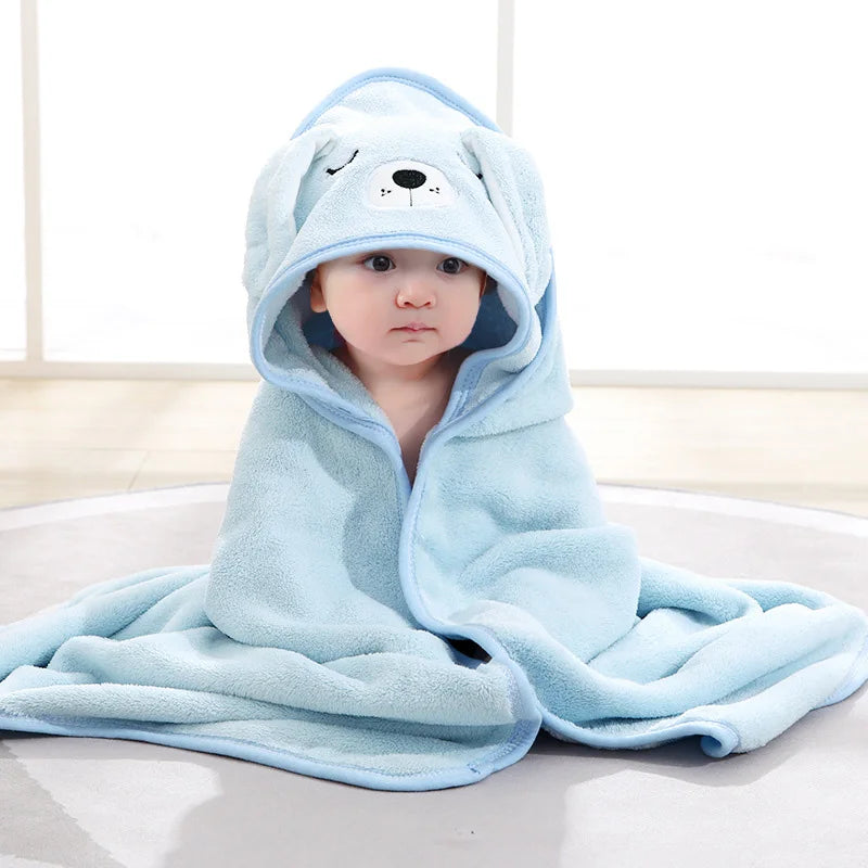 Baby Hooded Bath Towel with Cartoon Animals
