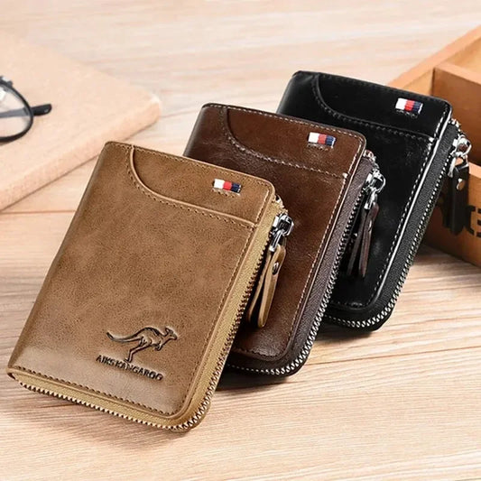 Men’s Leather RFID Wallet with Zip | Card Holder