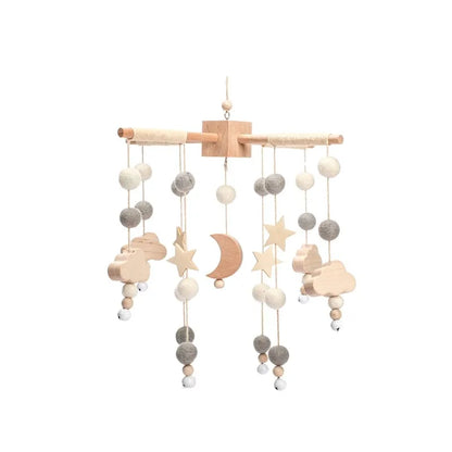 Móvil de cuna con caja de música: campana de peluche de madera para recién nacidos