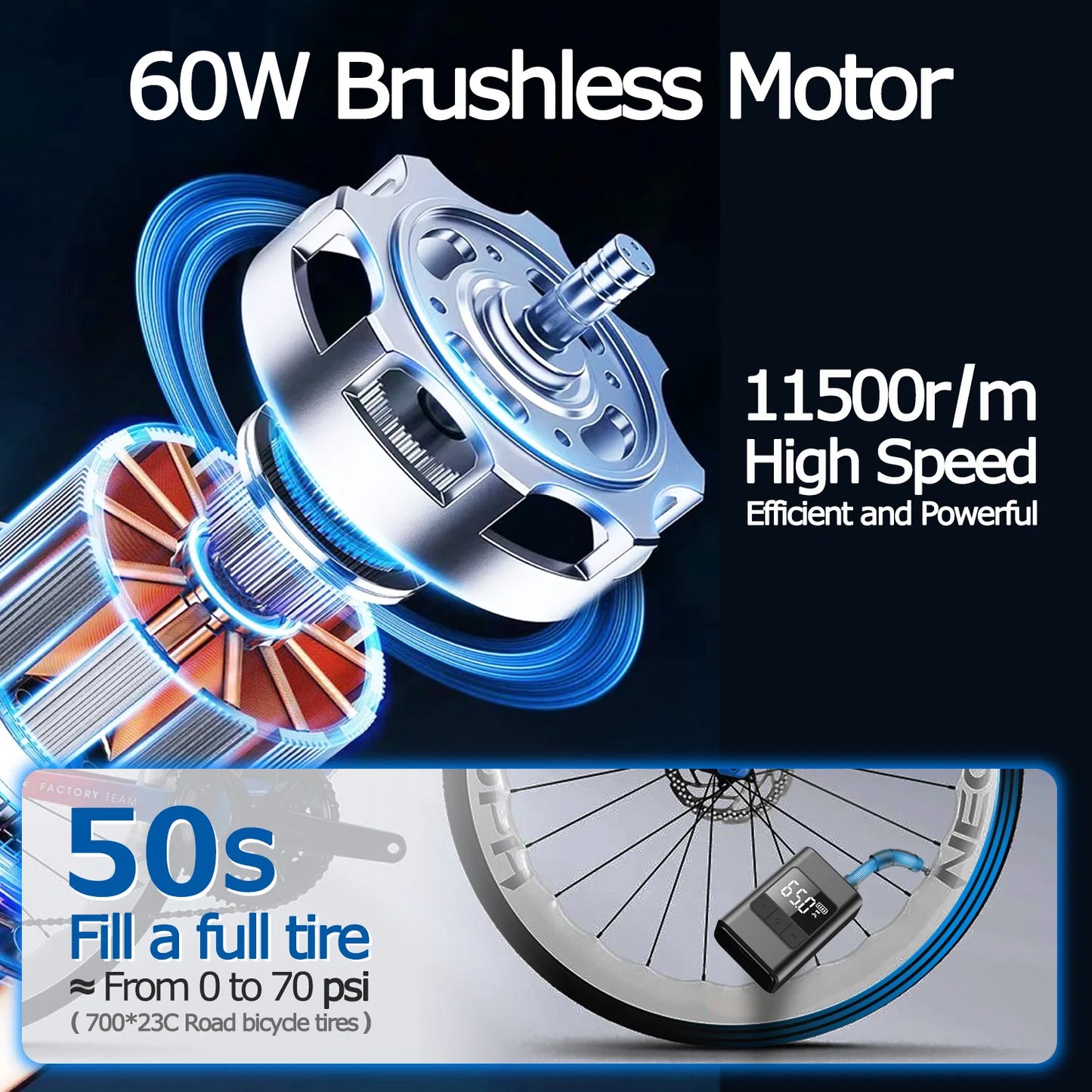 Mini compresor de aire portátil - Bomba inalámbrica de 120 PSI