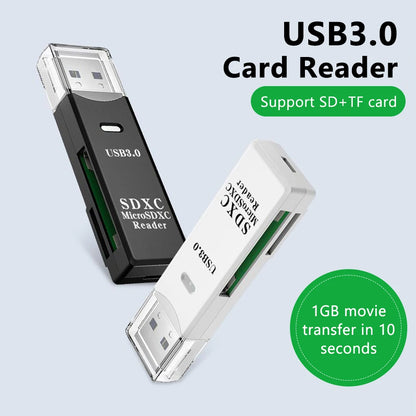 2-in-1 USB 3.0 Card Reader – Micro SD / TF Memory Card Adapter for PC & Laptop, High-Speed