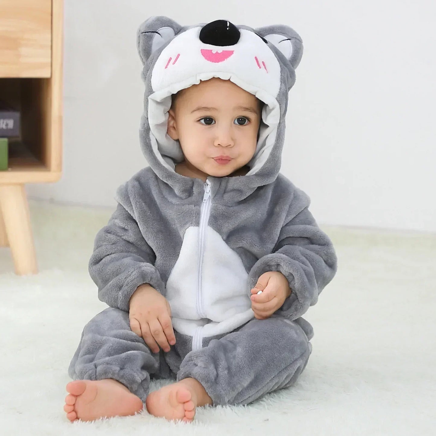 Cute Animal Baby Romper Lion – Cosy Winter Jumpsuit Pyjamas for Newborns