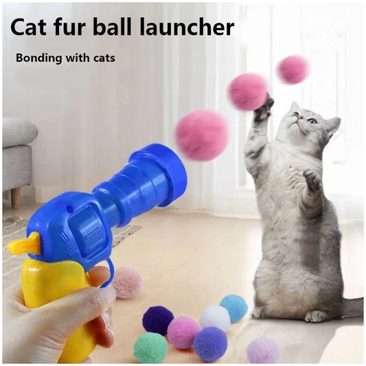 Interactive Cat Hair Ball Gun Toy – Non-Electric Spinning Ball Launcher for Indoor Kittens