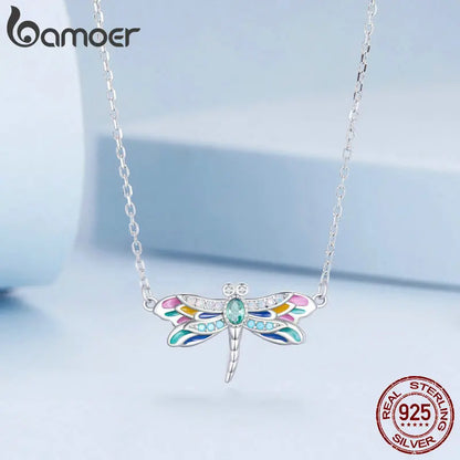 Bamoer 925 Sterling Silver Dragonfly Pendant Necklace