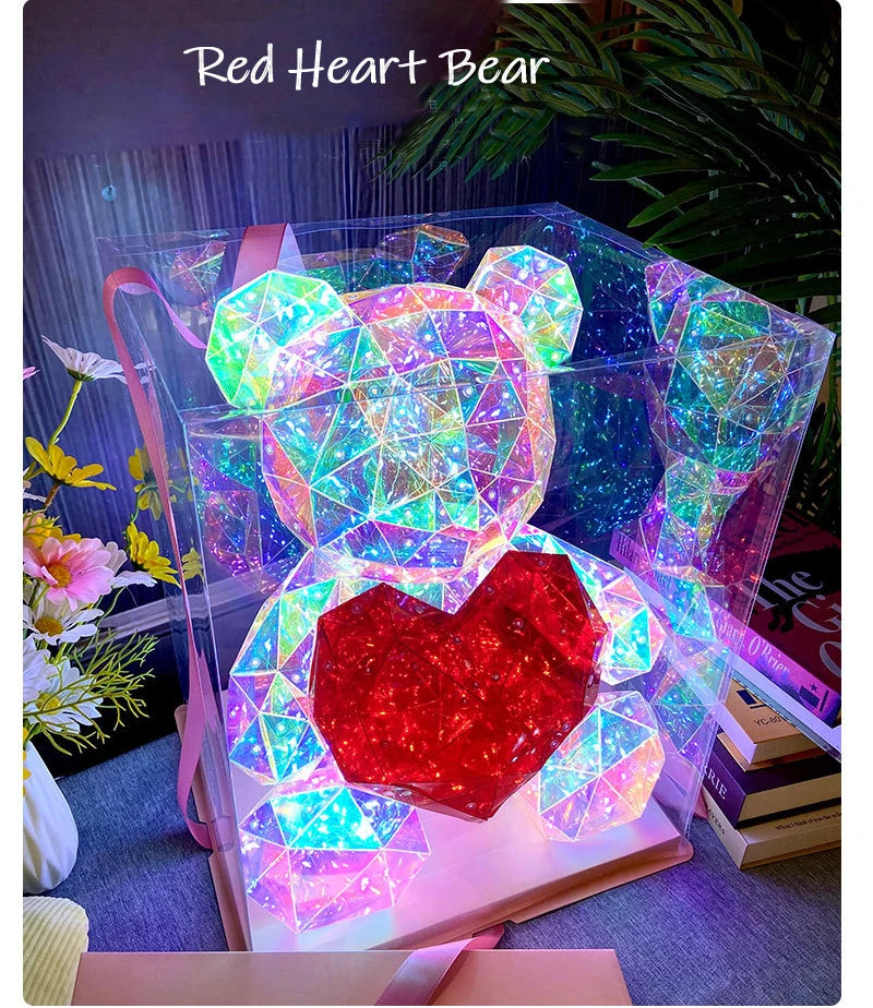 LED Teddy Bear Gift Lamp with Gift Box – Romantic Novelty Light for Valentine’s Day & Holidays