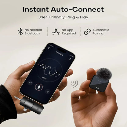 Microfono Clip-On Wireless 3-in-1 – Audio Professionale Ovunque