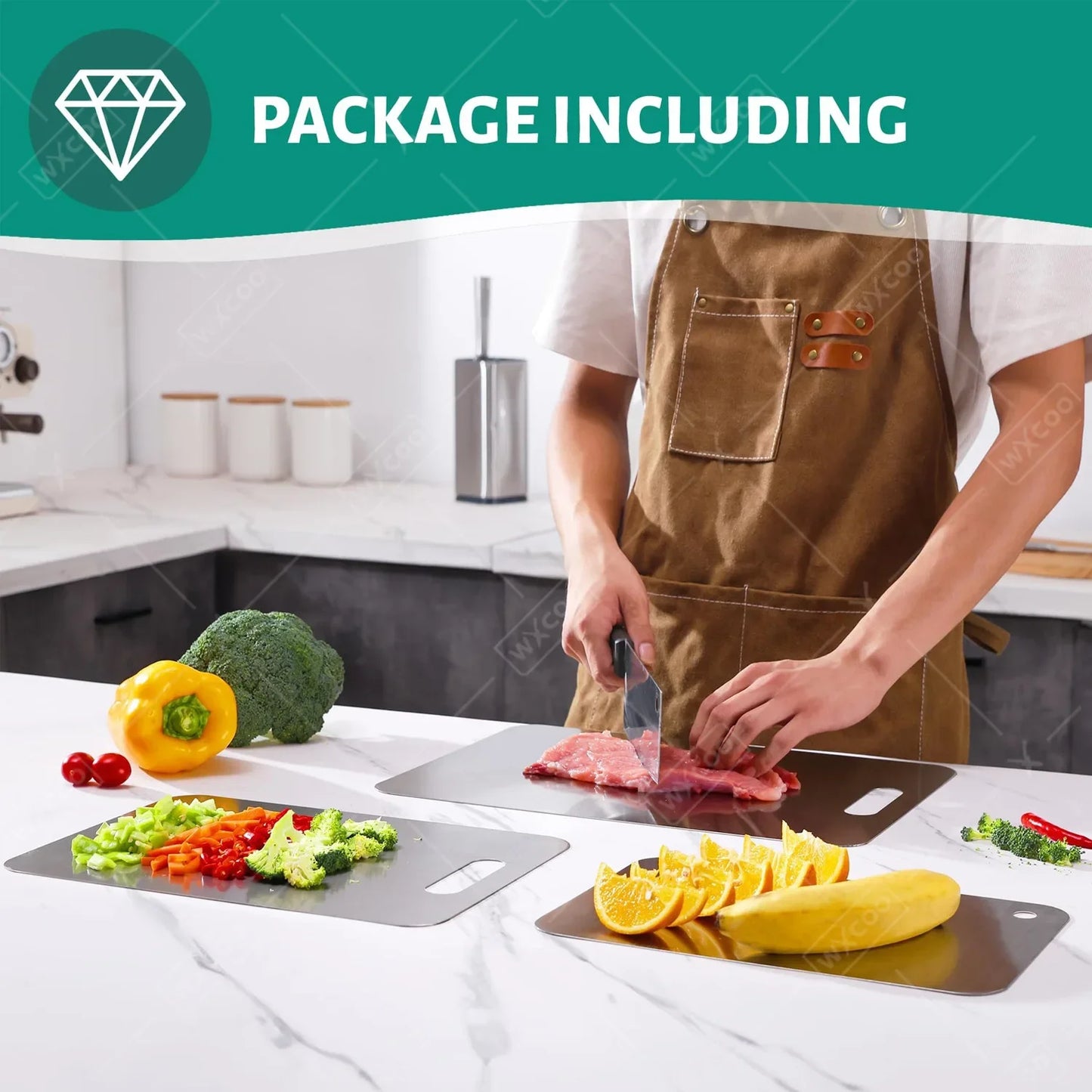 Tabla de cortar de acero inoxidable de doble cara para cocina 