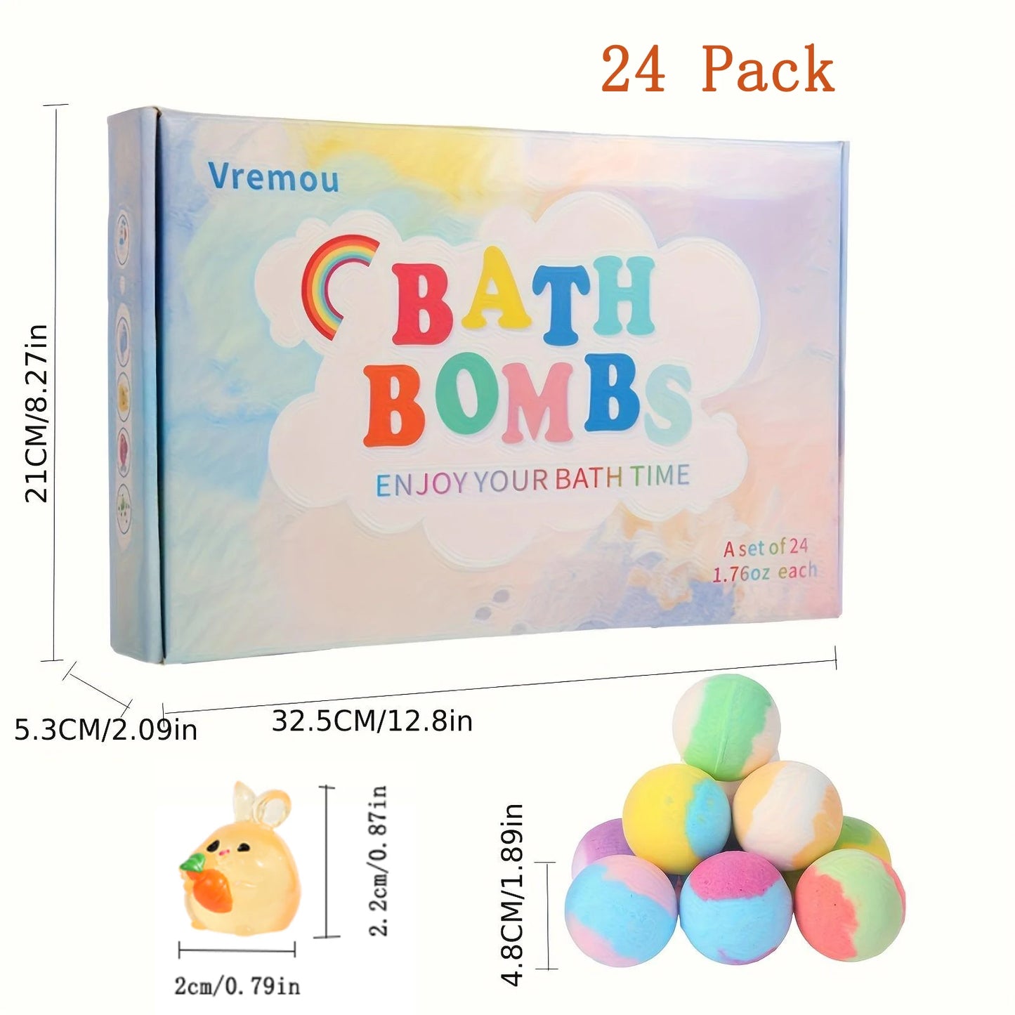 Kids Bath Bombs with Surprise – Natural Set (15/24 Pack)