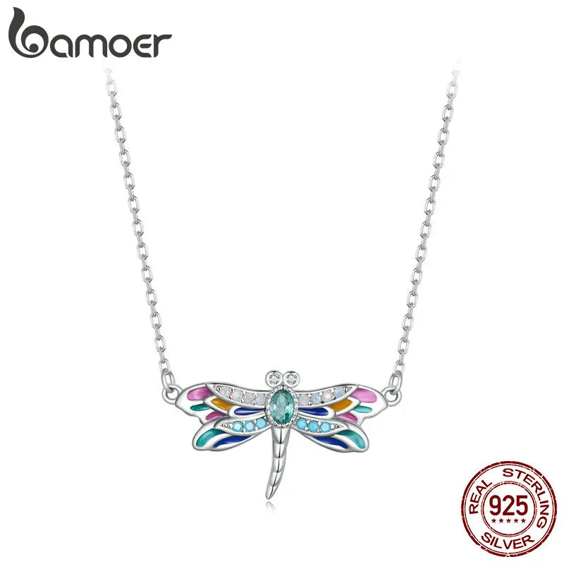 Bamoer 925 Sterling Silver Dragonfly Pendant Necklace