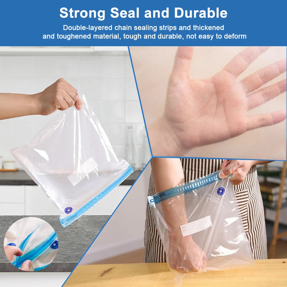 10PCS Vacuum Sealed Food Storage Bags – Reusable Small & Large Sizes