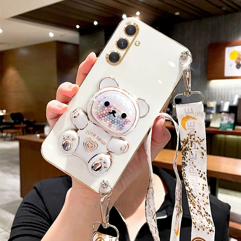 🧸  Bear Crossbody Lanyard Silicone Case