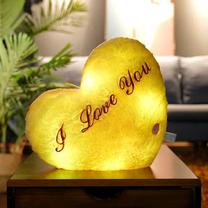 LED Light Up Heart Plush Pillow