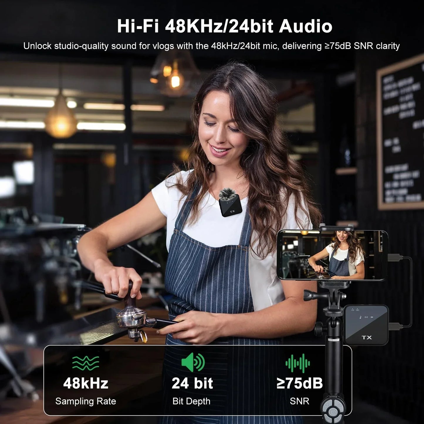 Microfono Clip-On Wireless 3-in-1 – Audio Professionale Ovunque