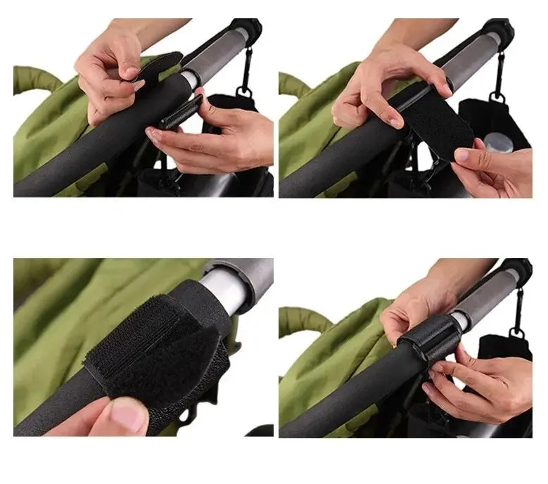 2Pcs Leather Cart Hooks – Adjustable PU Stroller Hooks & Travel Bag Hangers