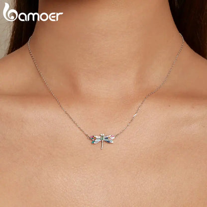 Bamoer 925 Sterling Silver Dragonfly Pendant Necklace