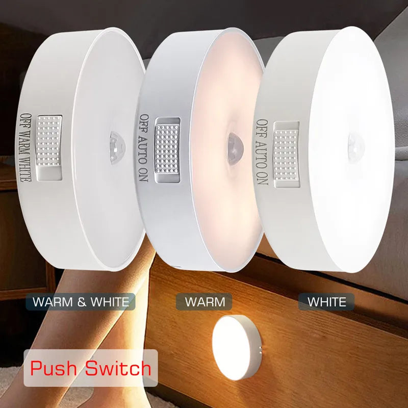 Motion Sensor Light USB Rechargeable Night Light LED Lamp for Kitchen Bedroom Stairs Hallway Cabinet Closet Wardrobe Nightlight