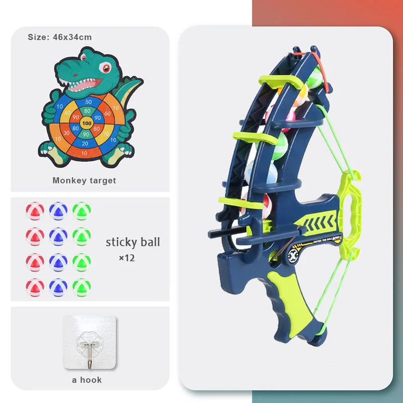 🦖 Dinosaur Sticky Ball Bow Target Dartboard – Educational Toy for Kids