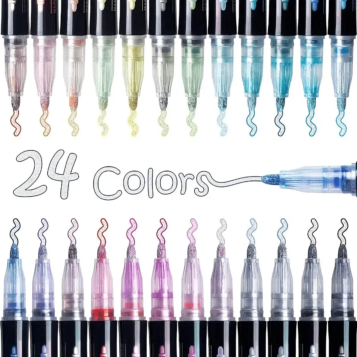🎨 Double Line Magic Glitter Pens – Metallic Outline Markers for Creative Drawing & Lettering (8 / 12 / 24 / 36 / 48 Colors)