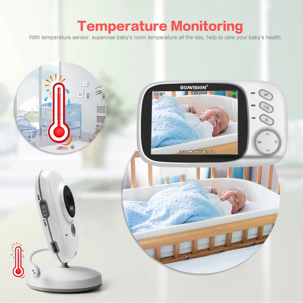 👶 BabyWatch™ VB603 – Monitor de bebé inalámbrico de 3,2” con visión nocturna y audio bidireccional