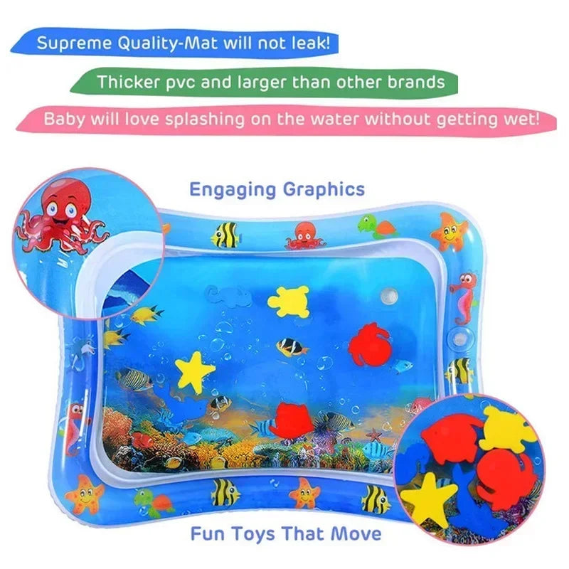 Baby Water Play Mat for Tummy Time – Inflatable Sensory Activity Mat for Infant Development