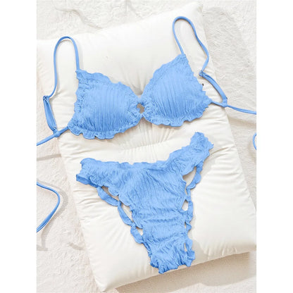 Conjunto de bikini con volantes texturizado arrugado | Edición de verano
