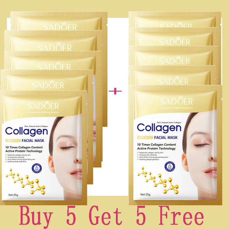 Collagen Anti-Aging Face Masks 10PCS – Smooth Fine Lines, Moisturize & Revitalize Skin