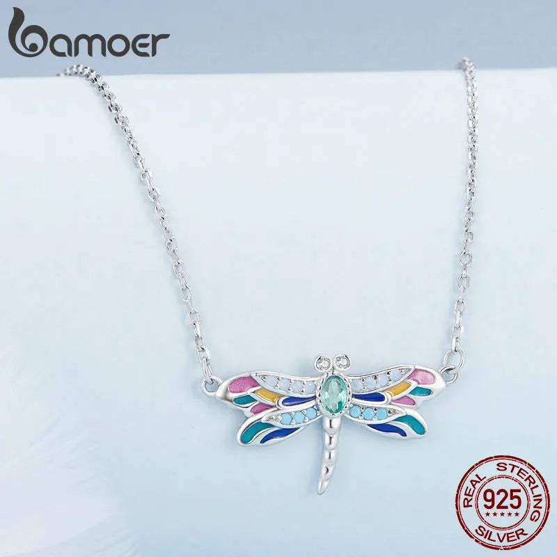 Bamoer 925 Sterling Silver Dragonfly Pendant Necklace