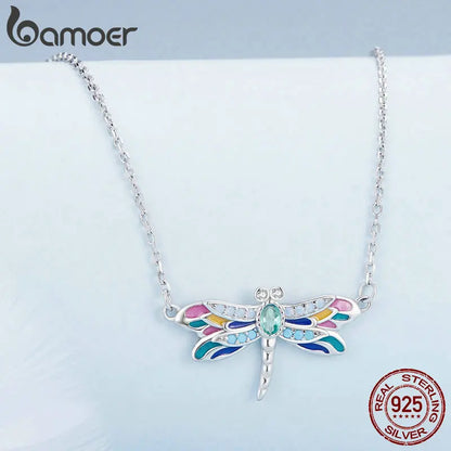 Bamoer 925 Sterling Silver Dragonfly Pendant Necklace
