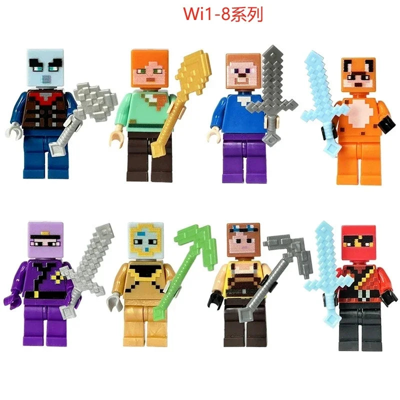 17 Styles Minecraft Building Blocks Set – 8PCS DIY Assembled Action Figures