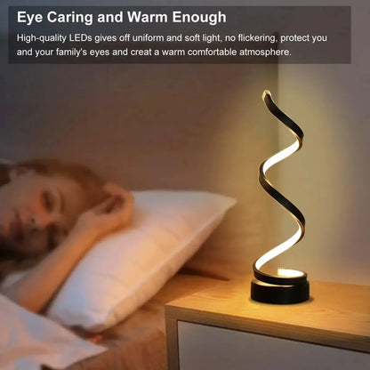 Lámpara LED espiral moderna para mesita de noche y sala de estar