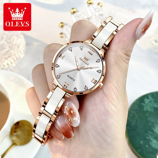 Elegant OLEVS 5872 Ceramic Dress Watch for Women