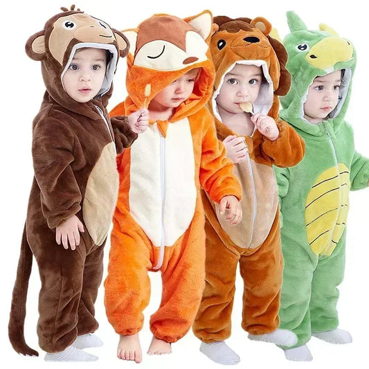 Cute Animal Baby Romper Lion – Cosy Winter Jumpsuit Pyjamas for Newborns