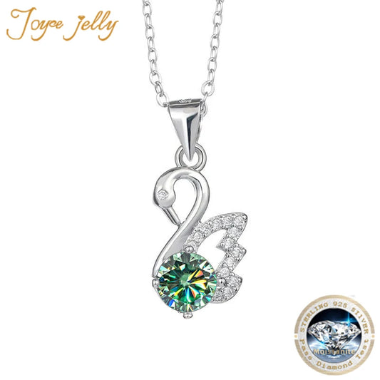 Swan Elegance: 925 Sterling Silver Moissanite Pendant Necklace