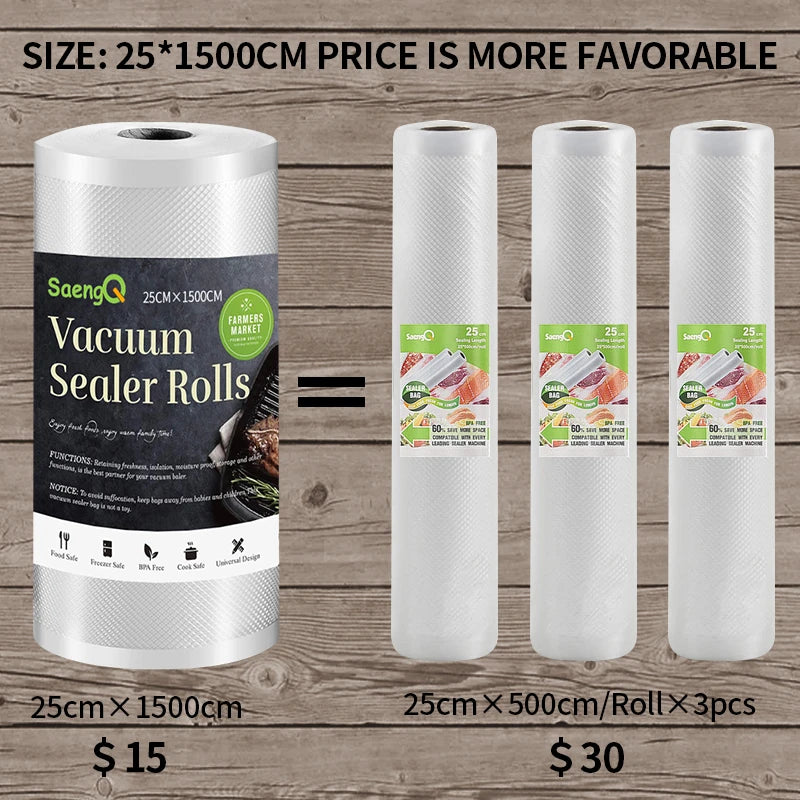 SaengQ Vacuum Sealer Bags Rolls – Food Storage & Sous Vide Vacuum Packaging
