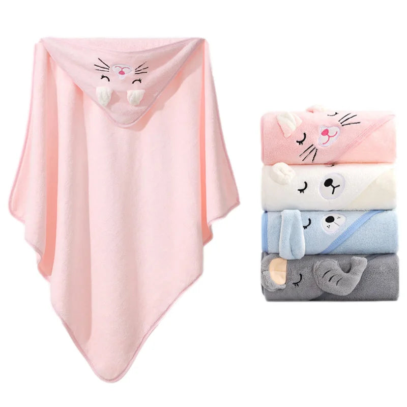 Baby Hooded Bath Towel with Cartoon Animals