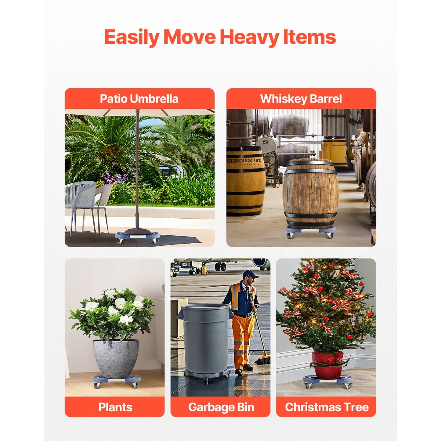 Adjustable Trash Can Dolly – Heavy Duty Rolling Base