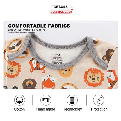 4PCS Baby Bodysuits – 100% Cotton Cartoon Onesies