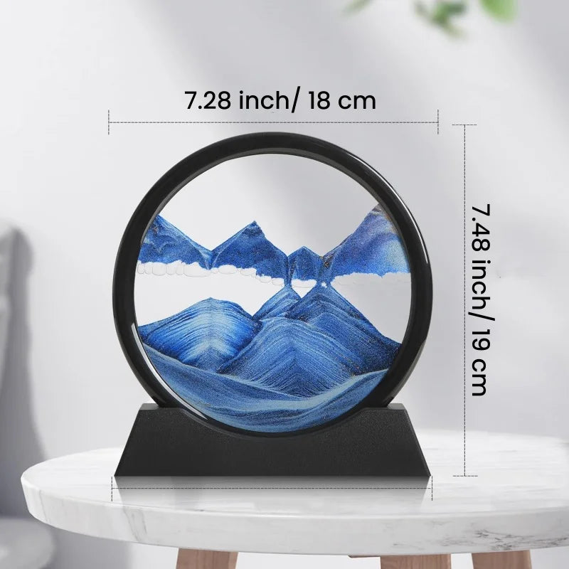 3D Hourglass Sandscape – Modern Glass Wall Art